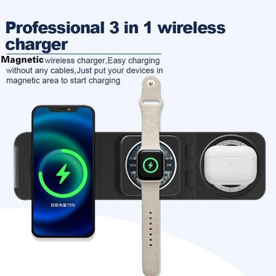 Multifunction Portable 15W 3" 1 Magnetic Wireless Charger