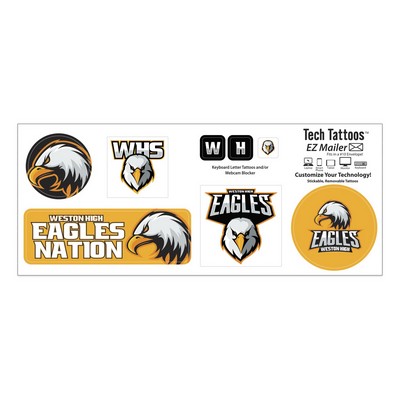 Tech Tattoo™ | 6 Stock Shapes | 3 3/4" x 9" Sheet | White Vinyl