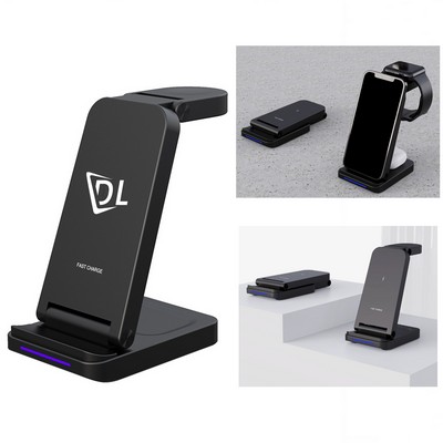 15W Qi Fast 3 in 1 Folding Wireless Charger