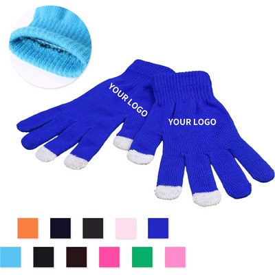 Acrylic Full Color Touchscreen Gloves Conductive Fiber